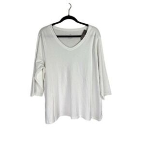 J Jill Women XL P V-Neck Pima Tee Coastal Minimal Cottage Elevated Basic Layers